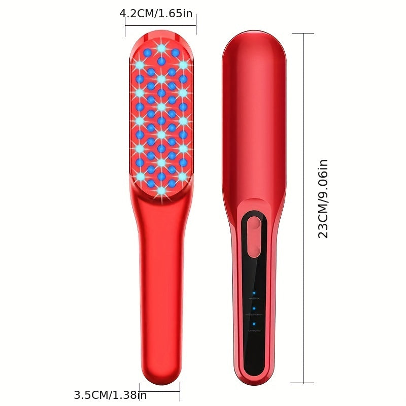 Home Use Electric Massage Comb, Red Blue Light Vibration Head Massager Hair Brush