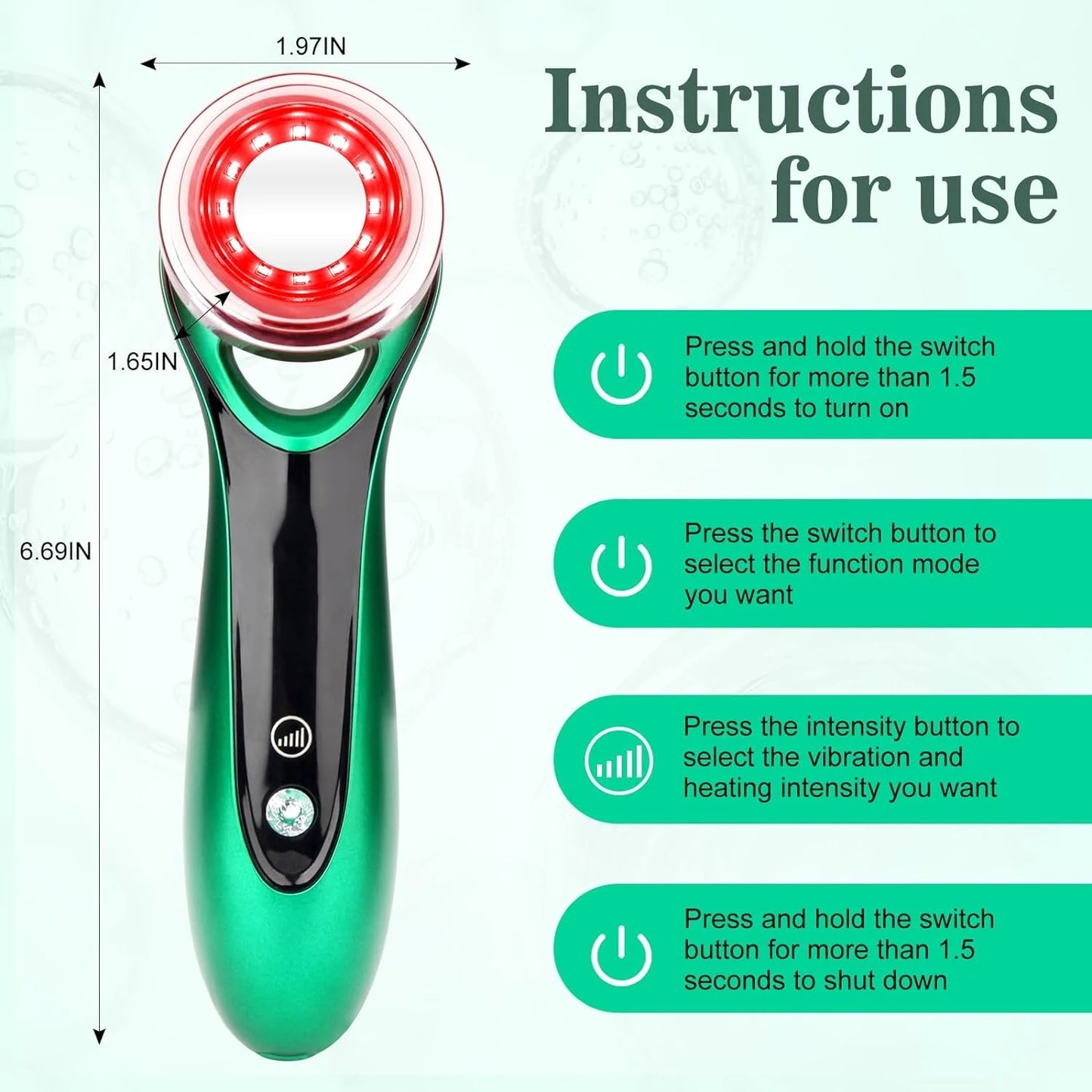 "4-in-1 Professional Facial Wand with Red Light Therapy - Ultimate Skin Care Tool for Deep Cleansing, Nourishment, and Firming"