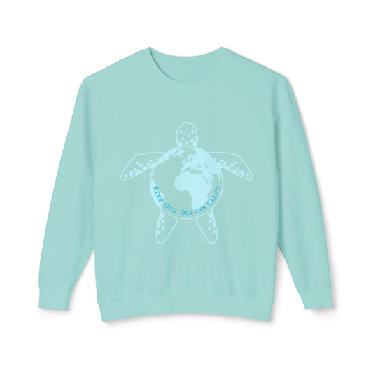 /Sea Turtle Sweatshirt/Comfy Beach Girl Sweatshirt/Marine Life Protection/Keep our Oceans Clean Lightweight Crewneck Sweatshirt/Cute Turtle World