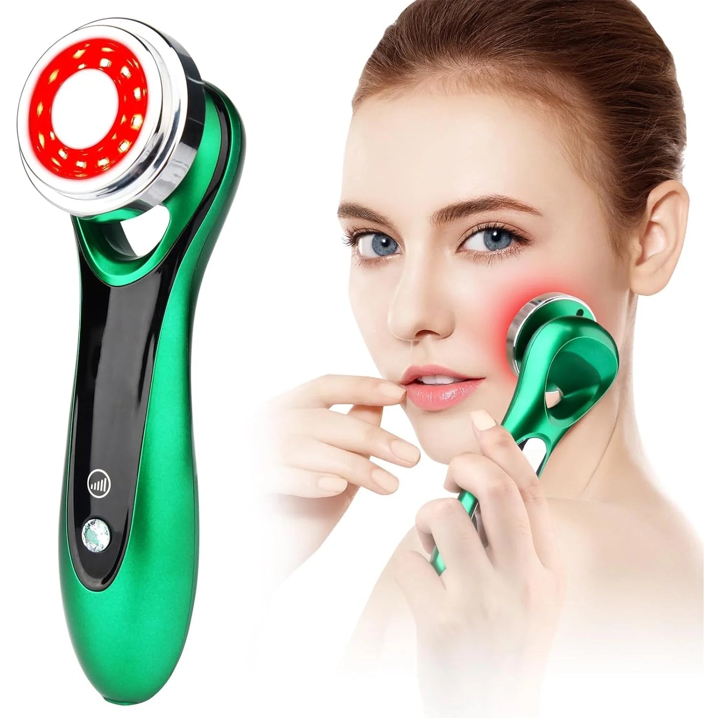 "4-in-1 Professional Facial Wand with Red Light Therapy - Ultimate Skin Care Tool for Deep Cleansing, Nourishment, and Firming"